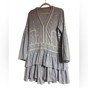 Ulla Johnson Light Blue & White Floral-Dot Drapey Dress